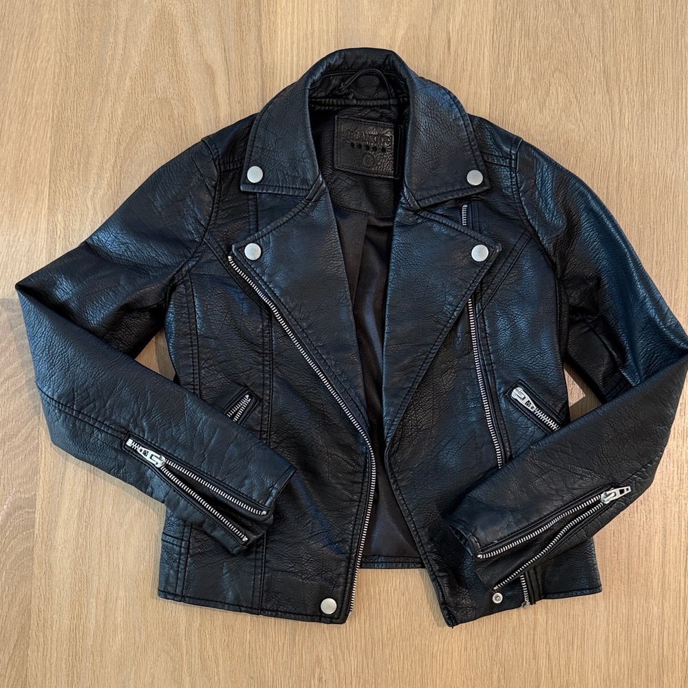 Black Faux Leather Moto Jacket - Girls